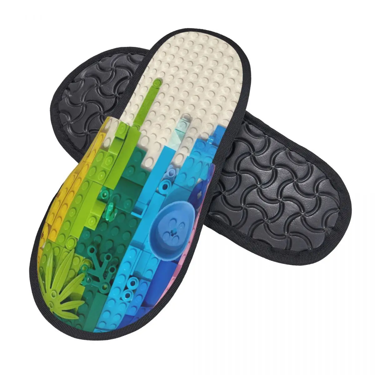 Building Blocks Rainbow Patern Guest Slippers for Bathroom Women Custom Print House Shoes
