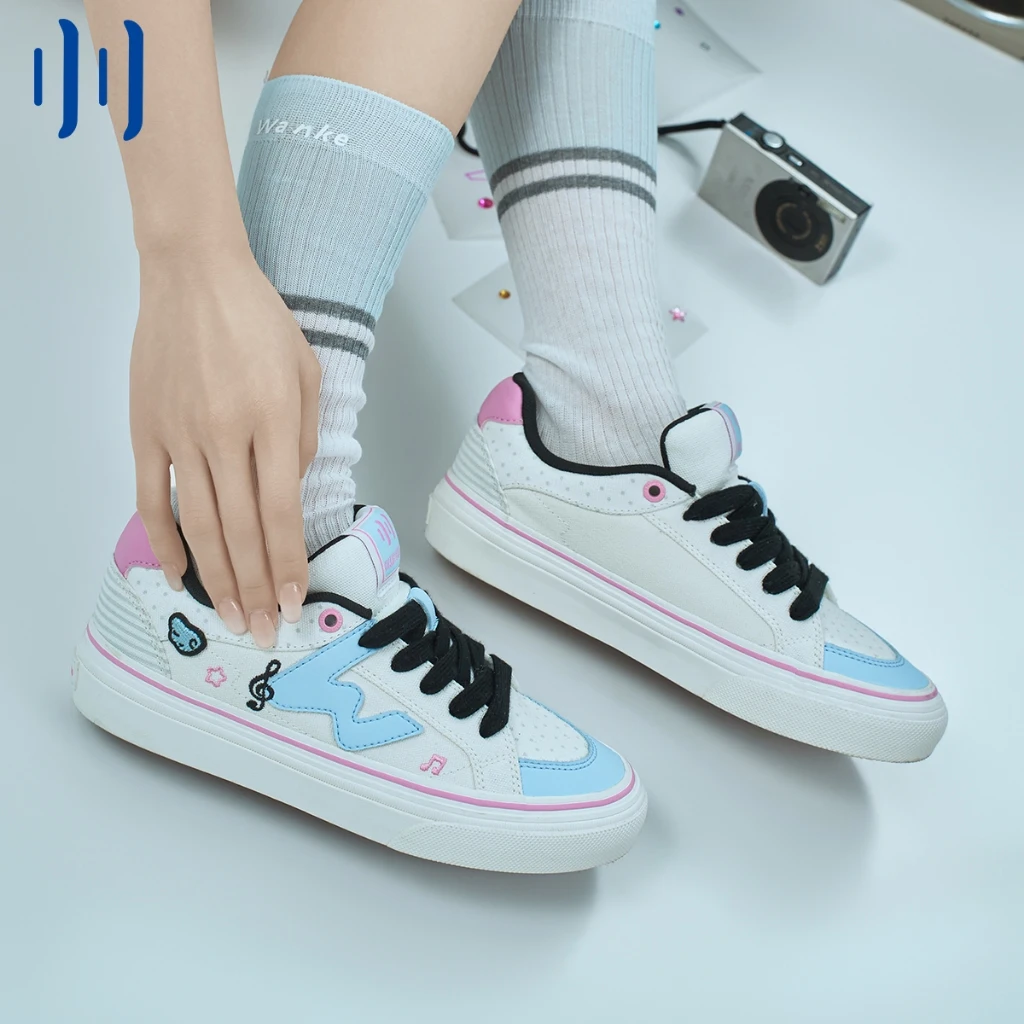 Ollieskate Mini Music Note Embroidery Skateboard Shoes Cute Sweet Style Light Wear Resistant Unisex Casual Sneakers