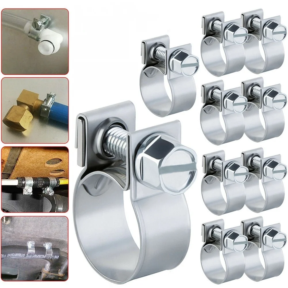 

10PCS Iron Galvanized Car Fuel Pipe Clamp Mini Throat Clamp Air Pipe Clamp Fuel Pipe Hose Clamp Automobiles And Spare Parts
