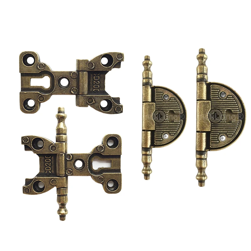 Retro Vintage 4PCS Zinc Alloy Crown Head Antique Furniture Hinges Cupboard Wardrobe Gift Boxes Wood Cases Cabinet Door Hinges
