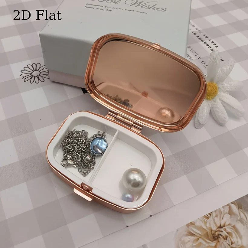 Candlelight Reading Corner with Plant-Themed Pill Box, Flat Portable Metal Storage Box, Suitable for Vitamins, Fish Oil, Pills, and Small Candies, Cute Decorative Mini Storage Box, Can Be Placed in a Handbag, Flat Version