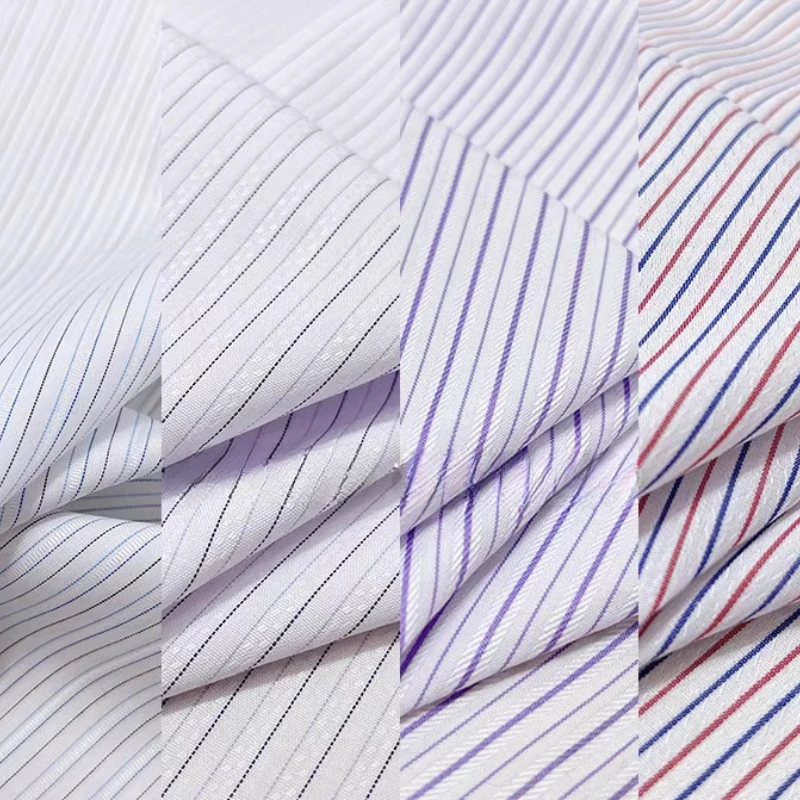 Summer Jacquard Woven Striped Pure Cotton Fabric Shirt Dressing Tooling Clothing High Cotton Cloth Per Meter White Skin Friendly