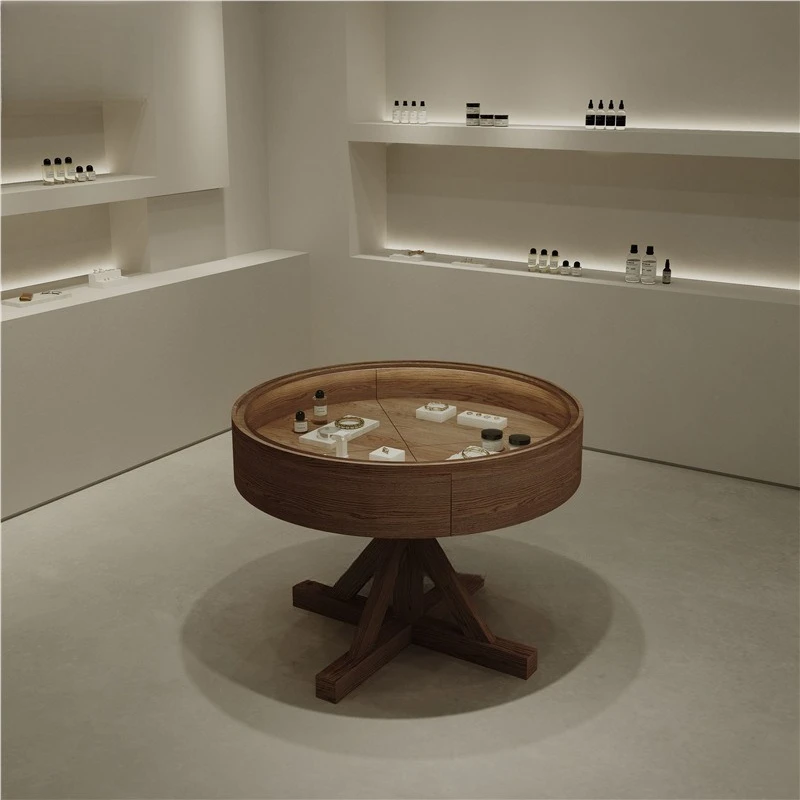 Round Multifunctional Jewelry with Drawer Jewelry Showroom Removable