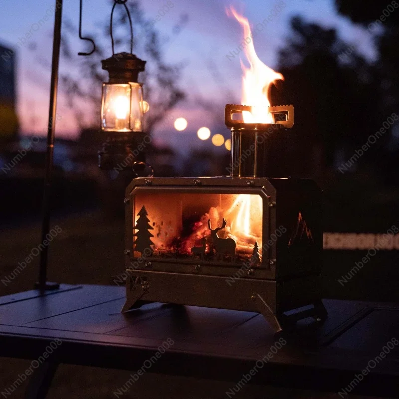 Portable Ultra-Lightweight Foldable Multi-Purpose Camping Equipment Fire Pit Stainless Steel Water Boiler Stove
