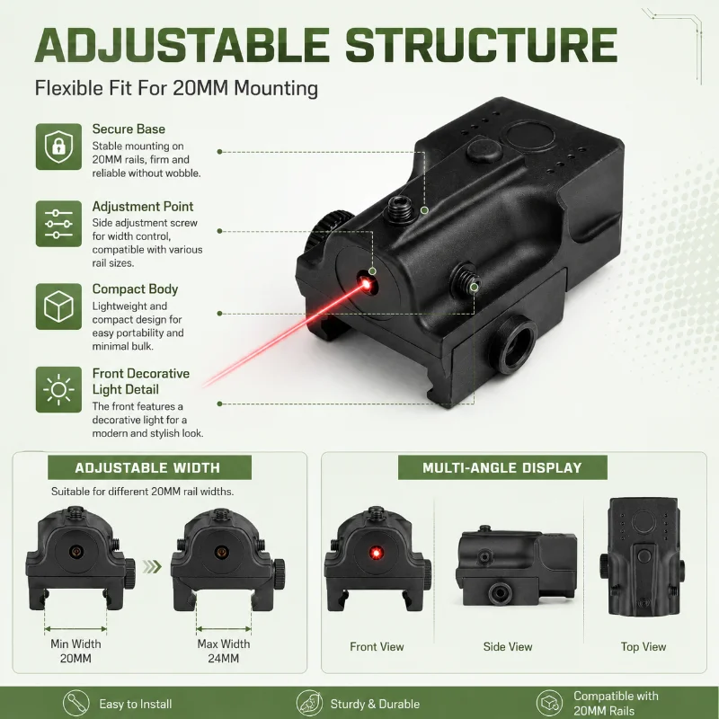Hobby Model Custom Accessory Compact Mini Adjustable Red Marker Light Under Rail Mount Ornament