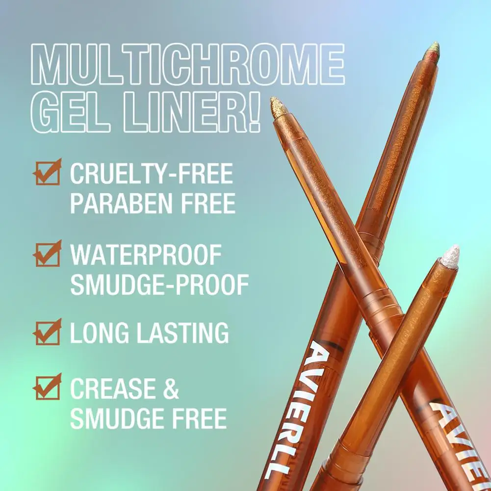 Camaleón Sombra de ojos Lápiz de gel delineador de ojos, Colores cambiantes multicromados Maquillaje de ojos con brillo Resistente al agua Duradero A prueba de manchas