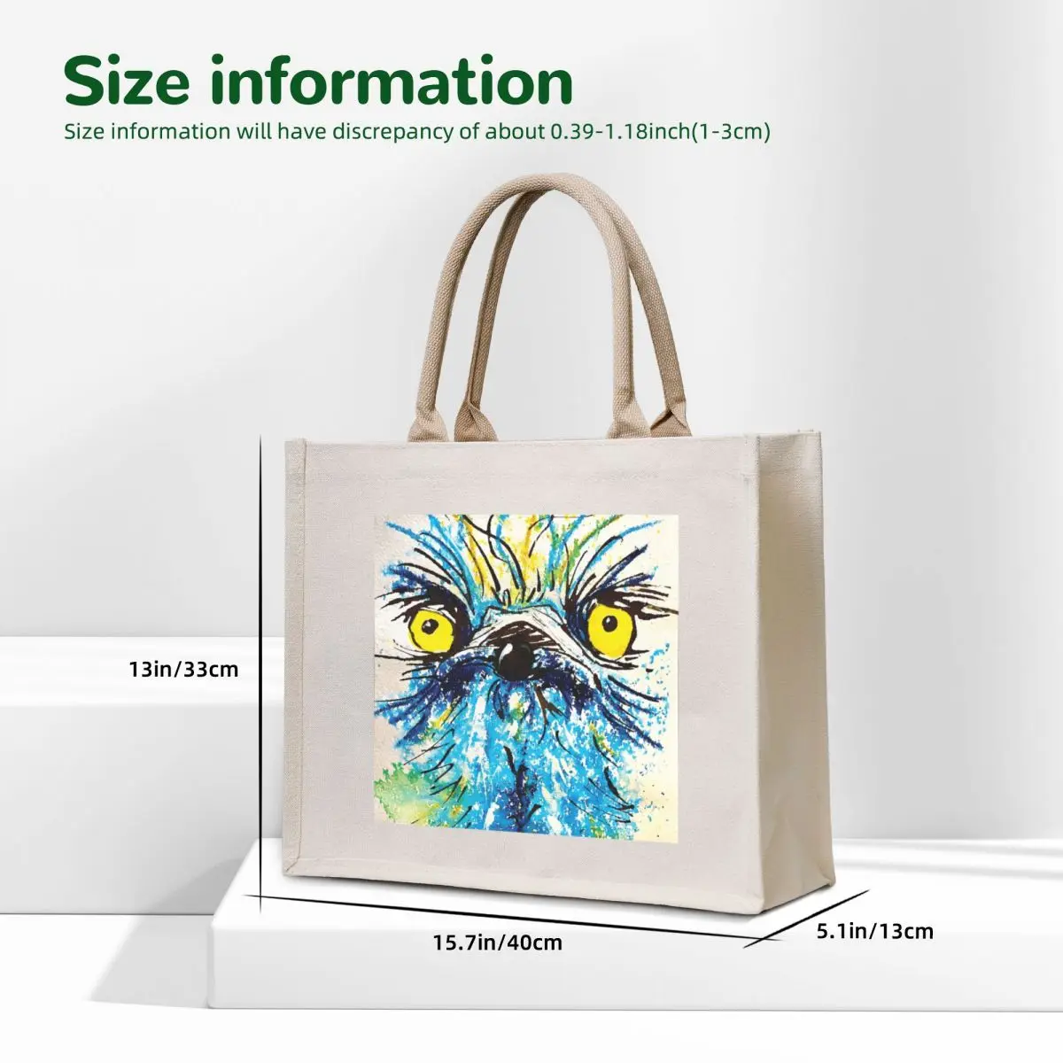 Kooky Kreatures 'Oscar: The Blue Ostrich' Caricature Print — Art by Paquita Tote Bag Reusable bags