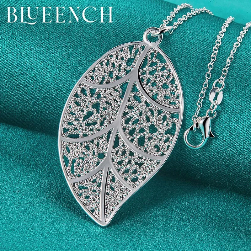 Blueench 925 Sterling Silver Hollowed Out Leaf Pendant Necklace Suitable For Women'S Wedding Party Fashion Jewelry