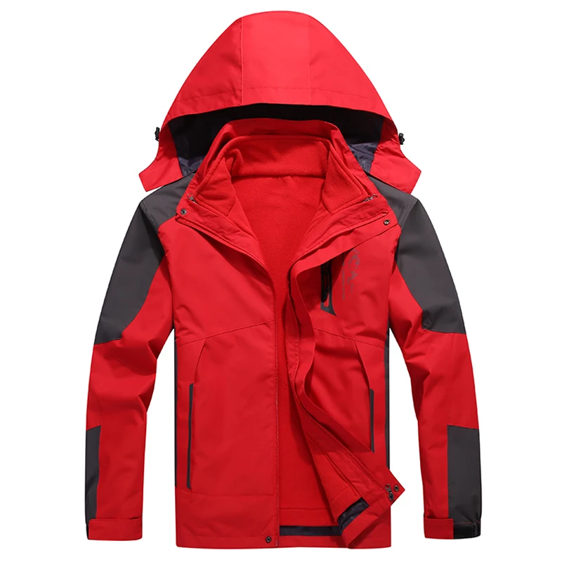 

Men's Outdoor Mountain Skiing Jacket 3-in-1 Waterproof Jacket Warm Sports Hiking Snow Jacket Hooded Windproof Winter Jacket