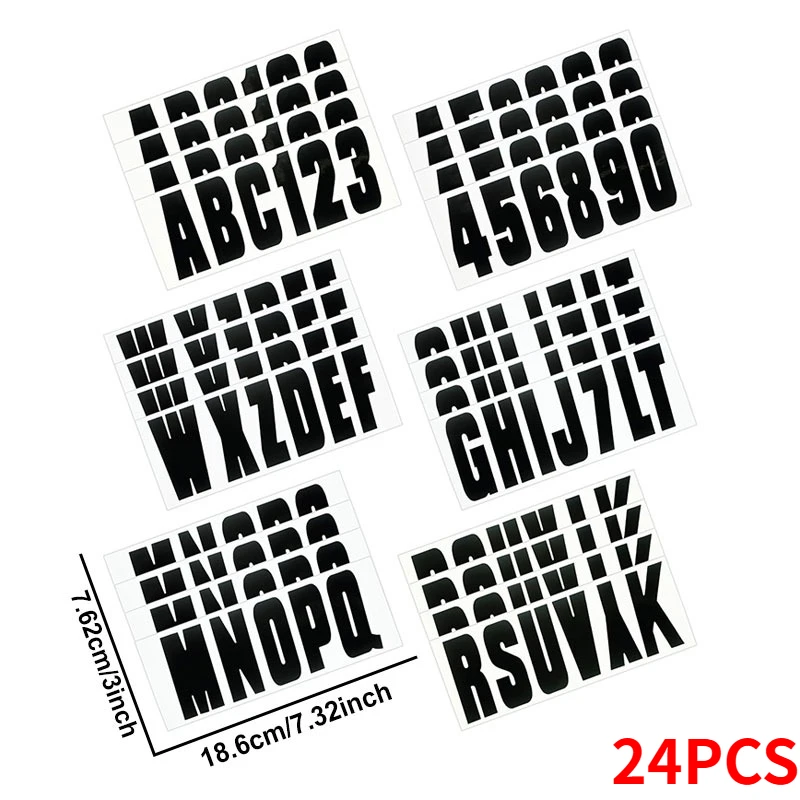 24PCS/1Sheet 3-Inch Boat & PWC Registration Number Stickers Kit Waterproof Vinyl Decals Self-adhesive