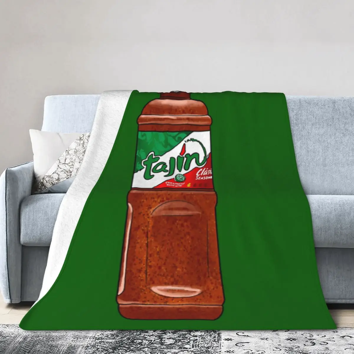 Adhesivo de condimentos Tajin clásico mexicano y diseño de una manta de micropolar ultrasuave