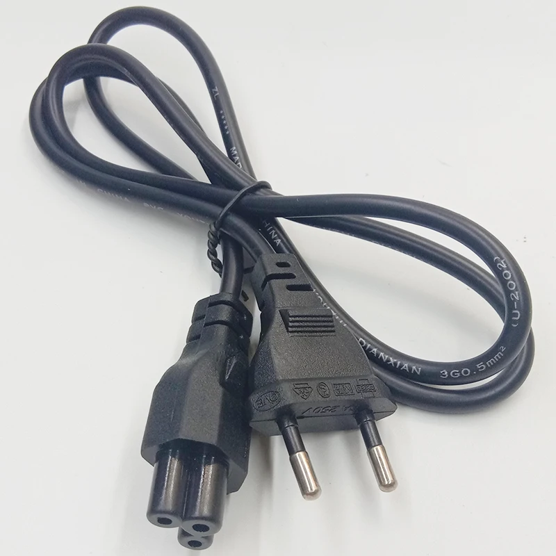 Euro EU European Plug IEC C5 Cloverleaf Laptop Power Adapter Cord Extension Cable For Dell HP Lenovo Notebook PC Monitor 1M