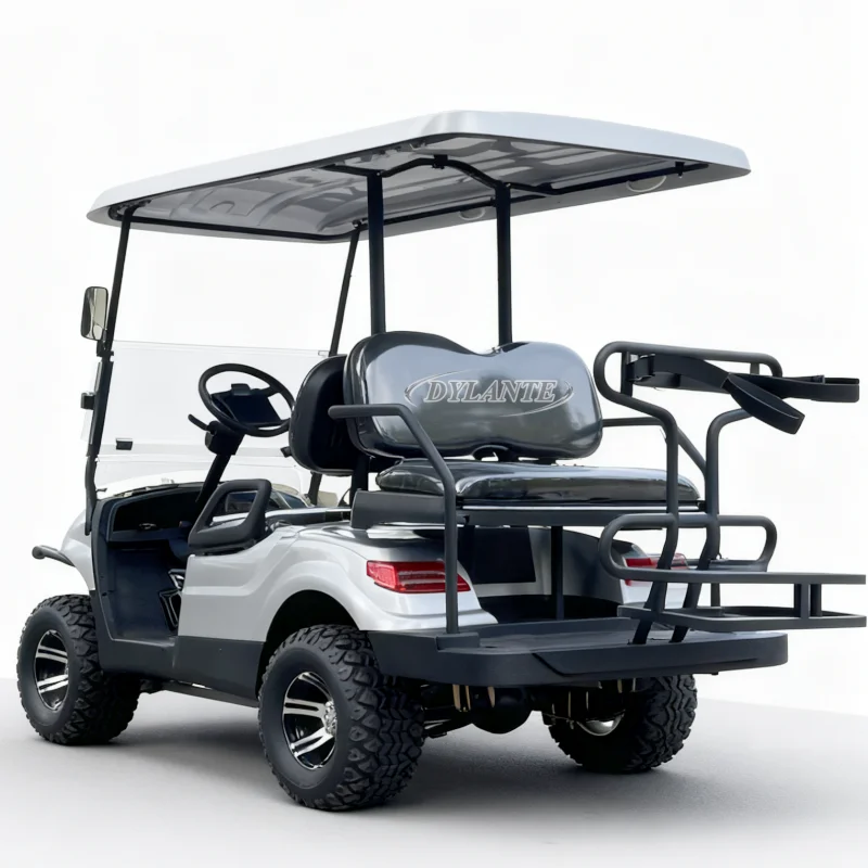 صنعت الصين 4 مقاعد CE 48 فولت 60 فولت 72 فولت عربة جولف كهربائية تعمل بالبطارية مع رف حقيبة الجولف #4