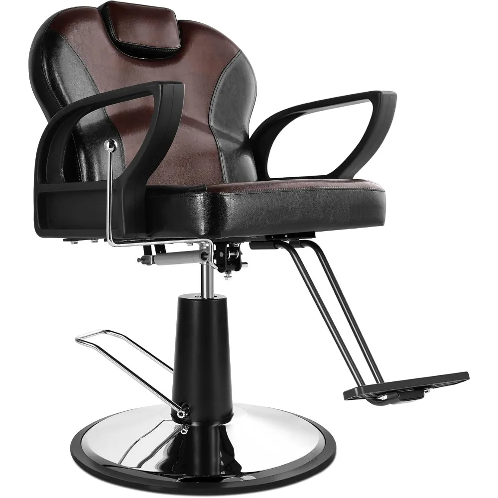 

Barber Chair Reclining Salon Chair Vintage Salon Styling Barbering Cutting Chair for Hair Stylist Hydraulic Pump Heavy Duty Base