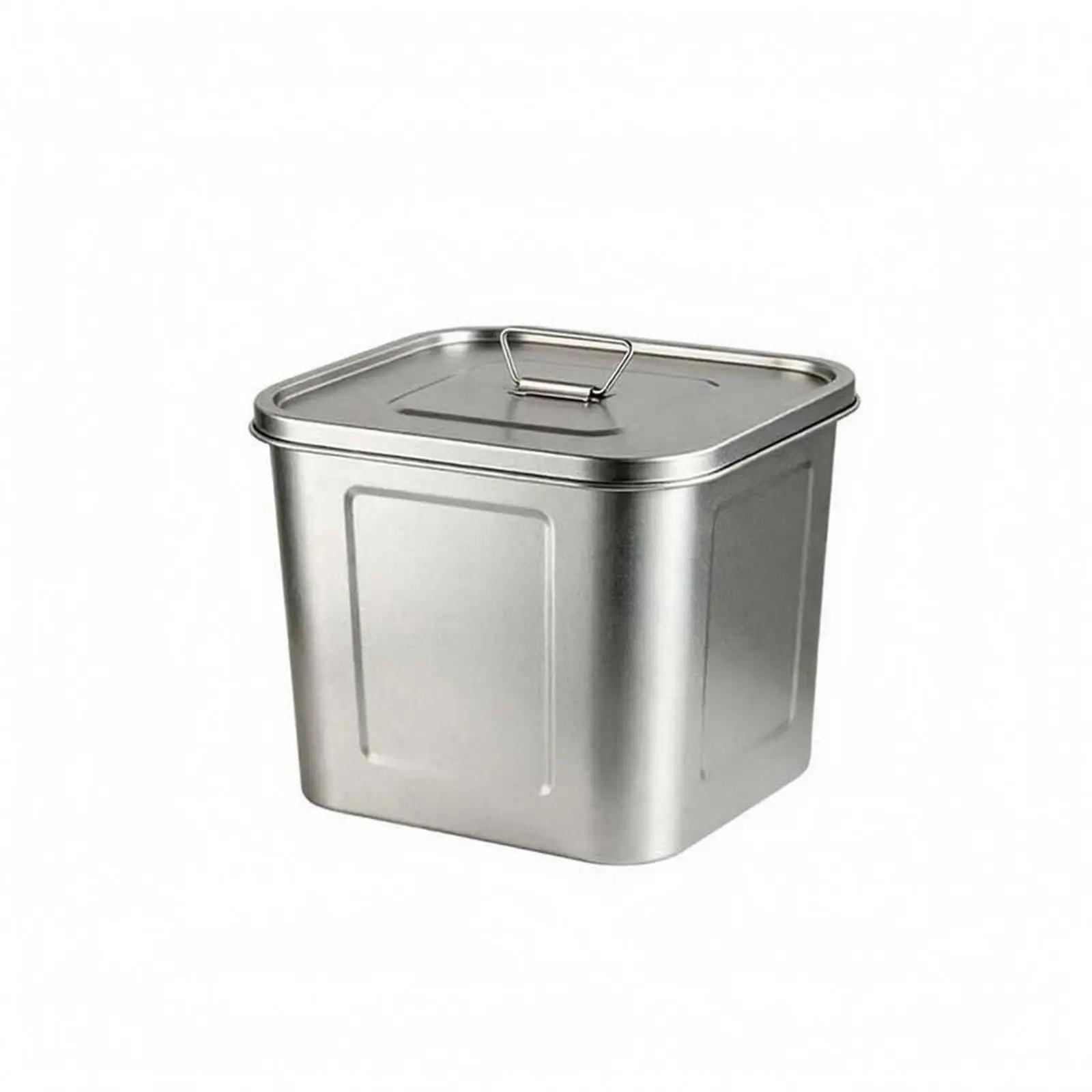 Stainless Steel Bucket Attached Lid Square Steel Bucket Flat Sides Metal Pail