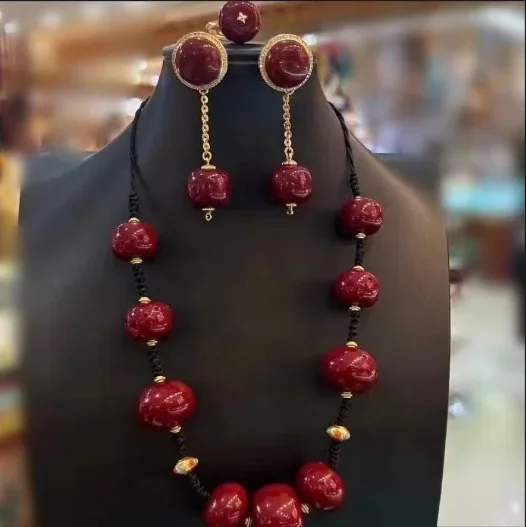 

Chinese Tibetan Necklace Earring Set