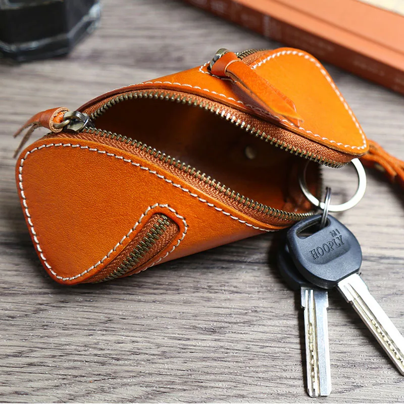Чехол-кошелек для ключей на молнии, креативный дизайн, модный брелок из натуральной кожи из коровьей кожи, женский чехол, держатель для ключей от машины, брелок для ключей, сумка
