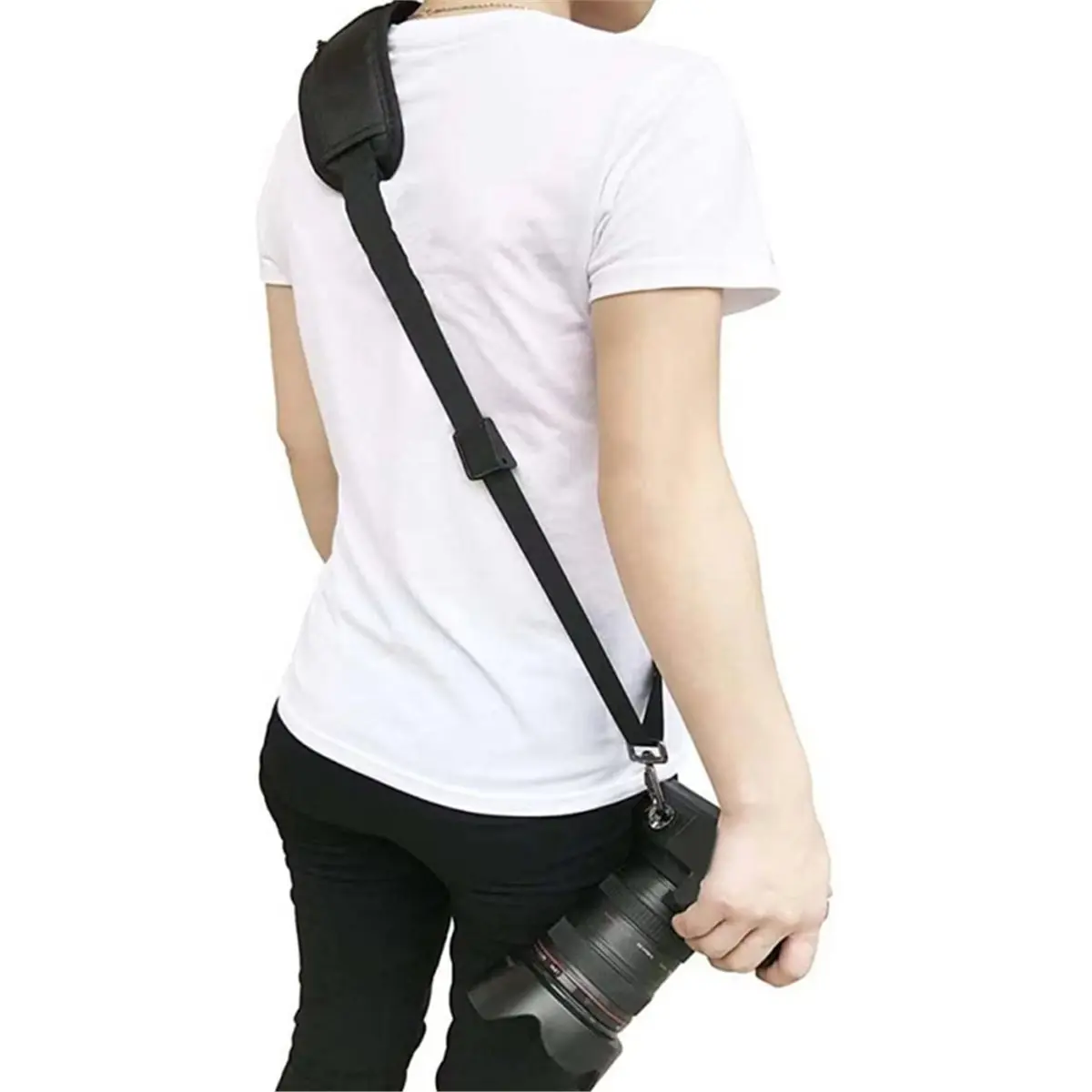 Adjustable Camera Strap with Quick Release Safety Tether Pouch for DSLR SLR Camera Shoulder Strap
