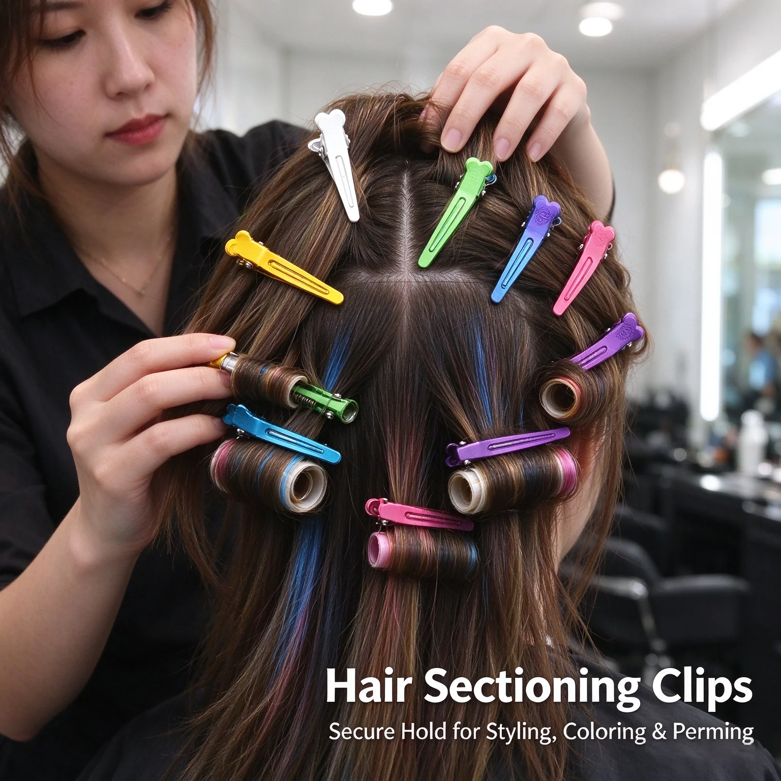 Professional Hair Sectioning Clips Stainless Steel Alligator Hair Clamps for Barber Haircut Salon Hair Styling
