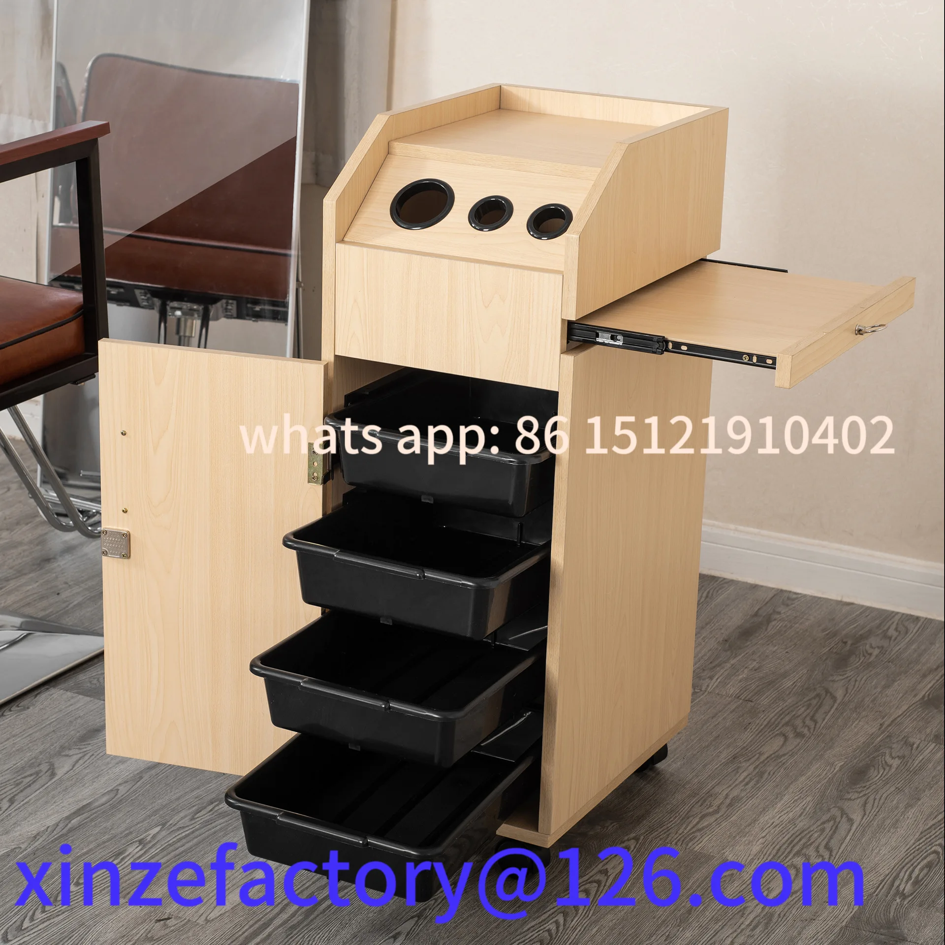 

Customizable Hair Tool Cart Salon Cart Wooden