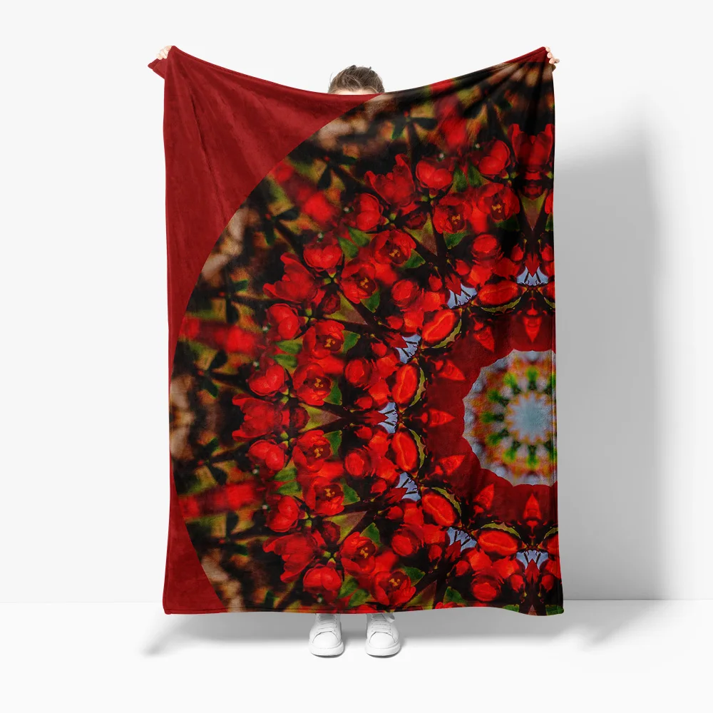 

Одеяло из искусственного меха, бархатное одеяло в клетку, декоративное одеяло для дивана для гостиной, спальни, красный, черный, с цветочным узором