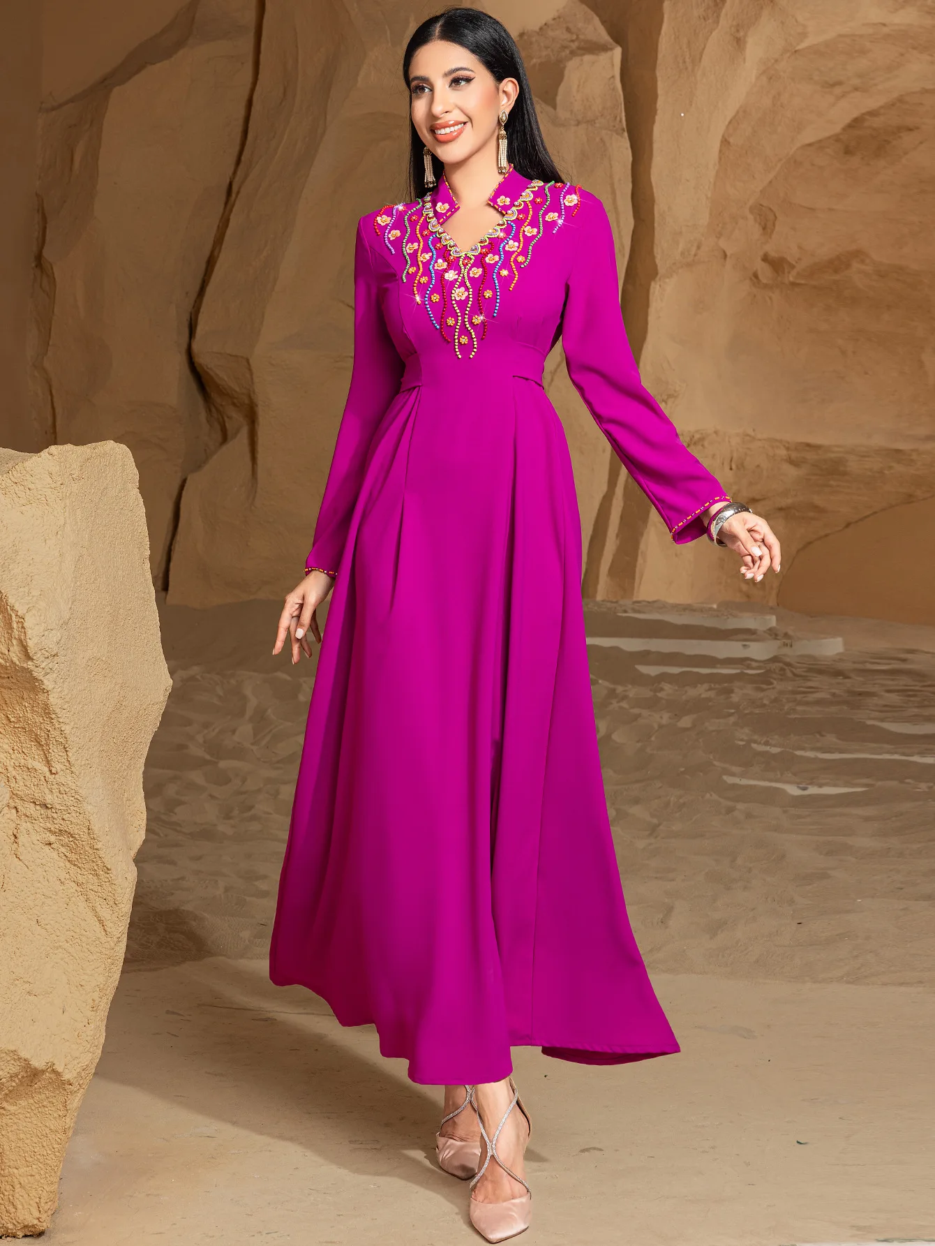 

Eid Beading Dress for Women Abaya Party Muslim Ramadan Morocco Dubai Kaftan Islam 2025 Vestidos LargosCaftan Robe Jalabiya