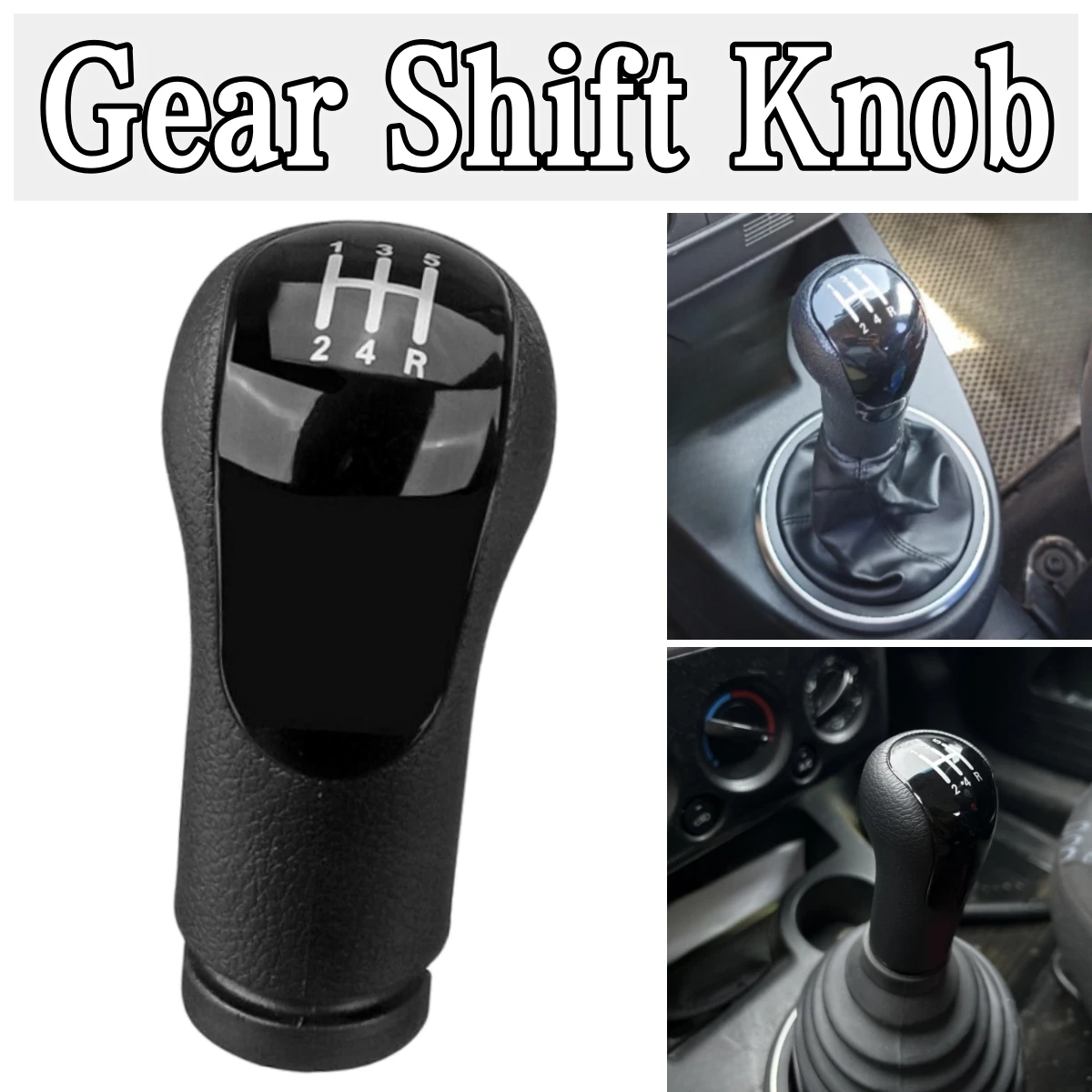 5 Speed Manual Gear Shift Knob Stick Car Gear Shift Knob Replacement Black Plastic For Ford Fiesta Fusion Transit Connect 2002+