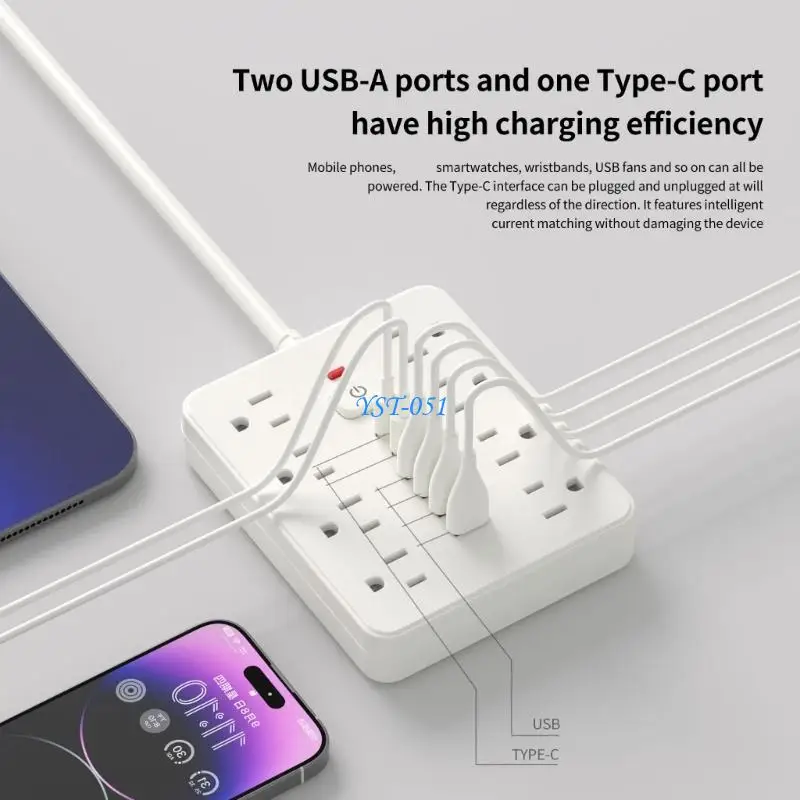 E15A Desktop Receptacle with 8 Outlets Desktop Charging Station for Multiple Devices