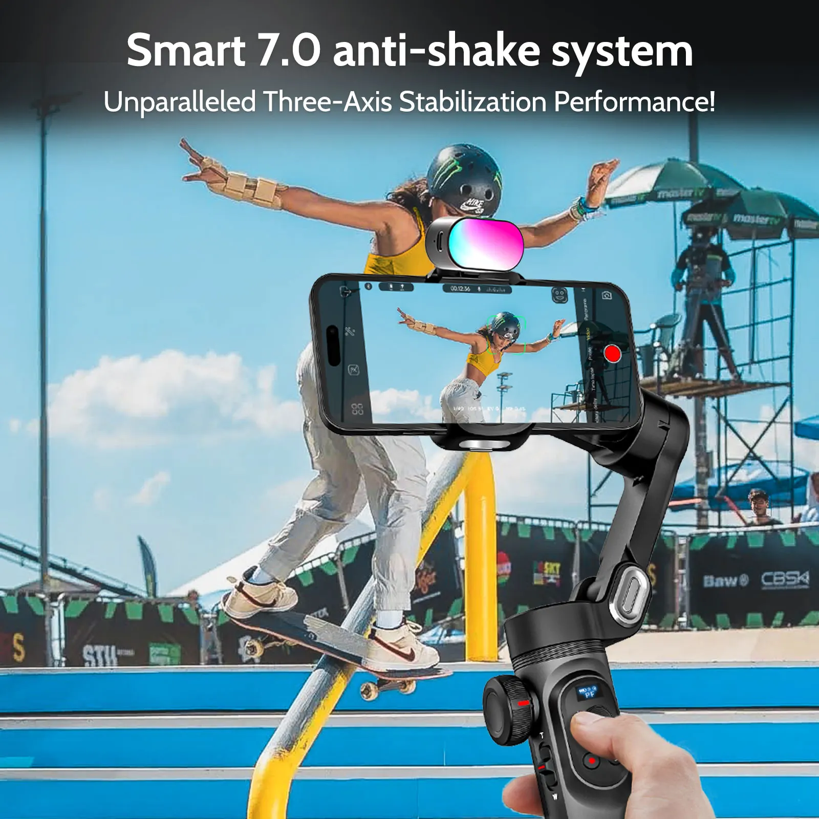 Aochuan 3 Axis Smart XPro Handheld Gimbal Stabilizer For IPhone And Android Smartphone Gimbal Stabilizer With RGB Fill Light