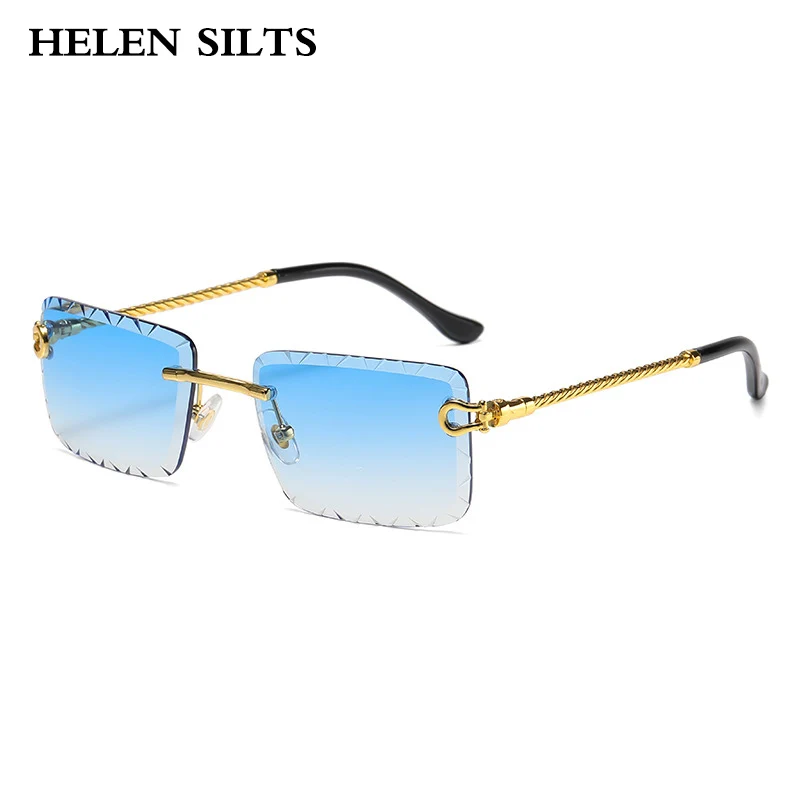 

Luxury Brand Designer Y2K Vintage Rimless Metal Square Sunglasses Women Gradient Sun Glasses Men Trend Punk SunglassesUV400