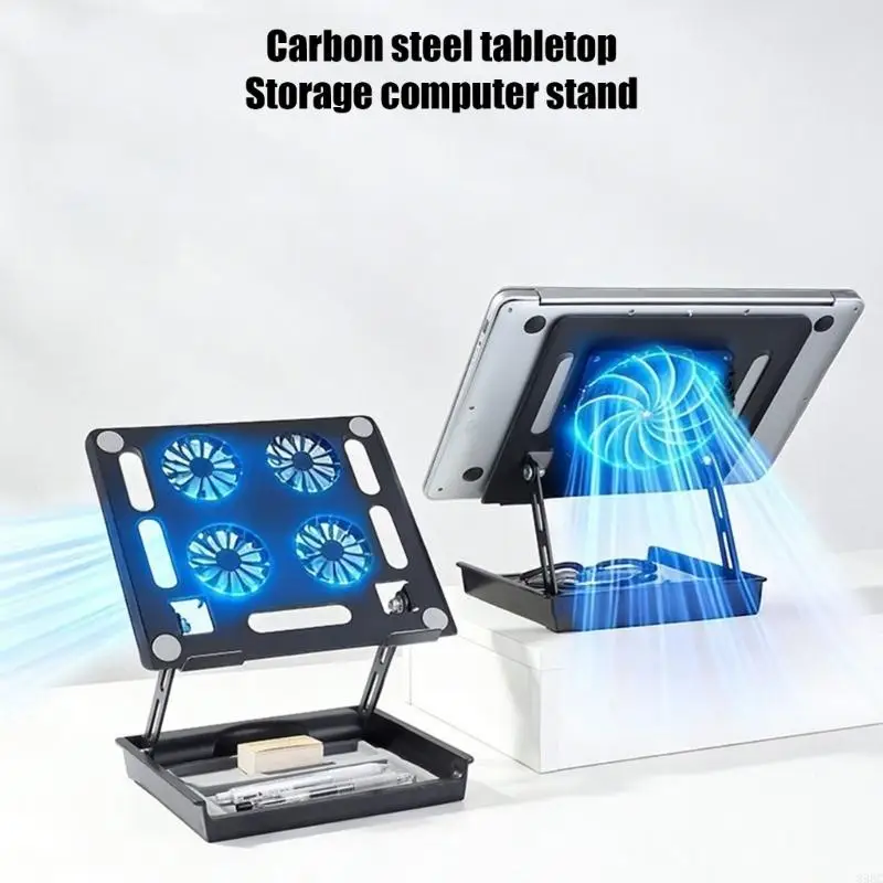 

Pliable Laptop Cooling Stand Including Storage Section Strong Grip durability Carbon Steel Frame 896C