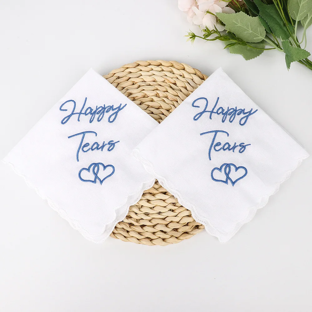 12pcs 100% Pure Cotton Handkerchief Scalloped Edge High‑Density Embroidered Square Hanky Soft Wedding Favor Hand Towel Gift