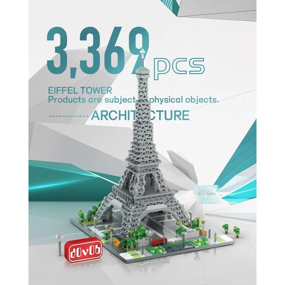 Eiffel Tower 3D Puzzle with 3369 Miniature Bricks, Architectural Toy for All Ages