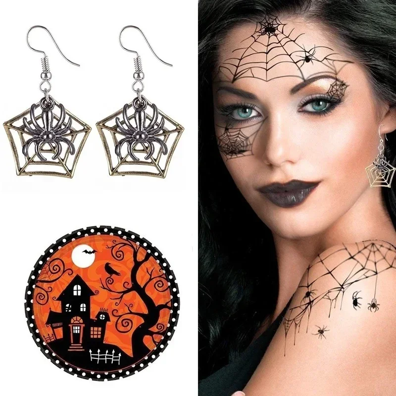 Halloween Earrings Retro Personality Pumpkin Mask Spider Bat Ghost Halloween Accessories Earrings