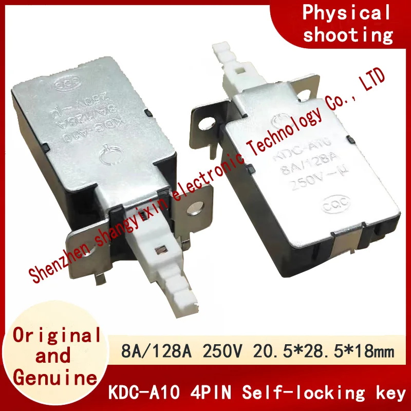 KDC-A10 TV power Switch accessories Straight key 4-pin self-locking key switch 8A/128A 250V