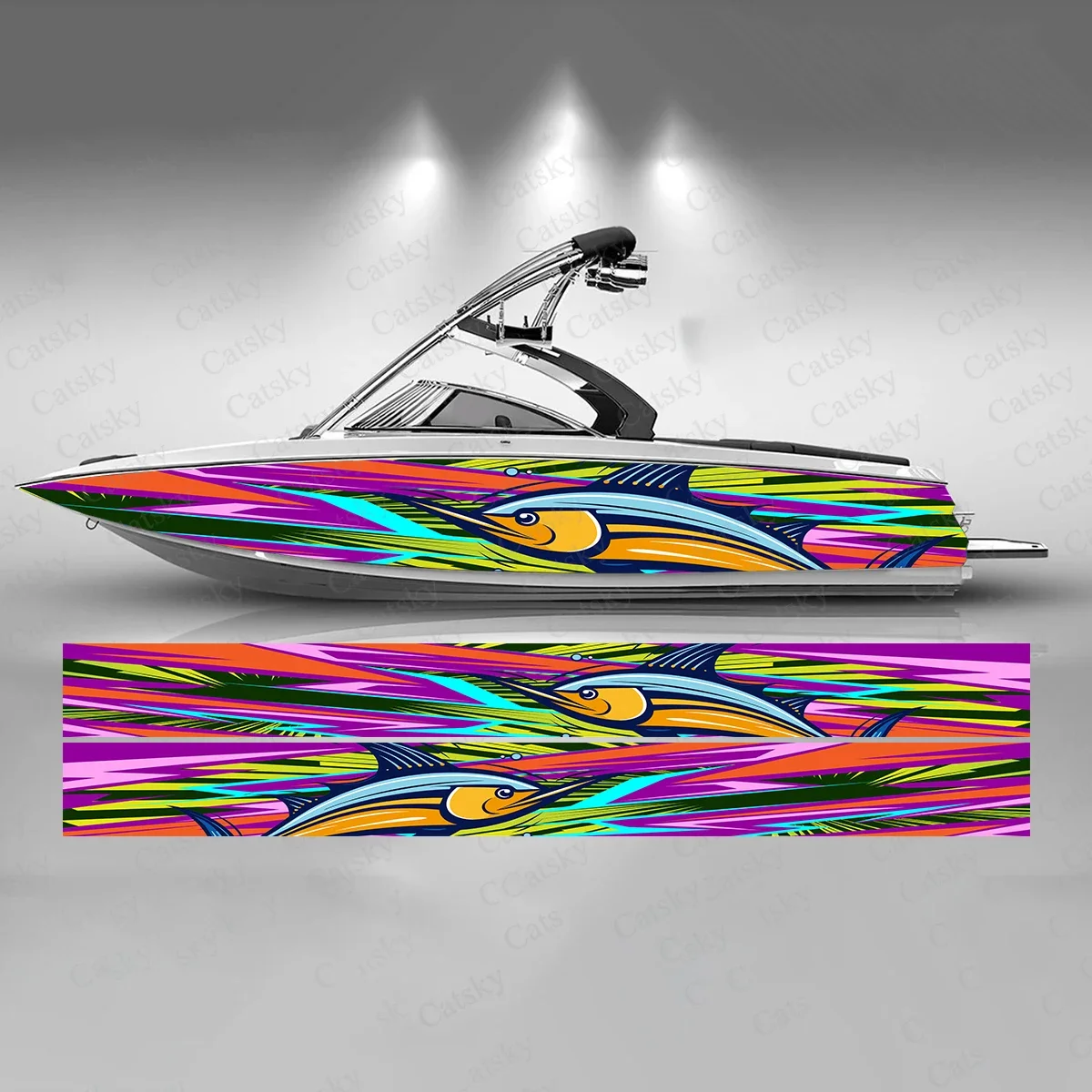 

Sailfish with Colorful Geometry Boat Sticker Fashion Custom Fish Boat-Sticker Vinyl Waterproof Boat Wrap Graphic Boat Wrap Decal