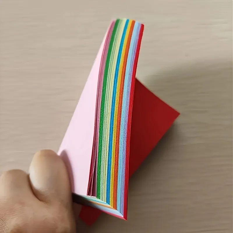 100 Sheets 10cm Random Square Thick Cardstock, Solid‑Color Heavy‑Duty Paper for Origami, Scrapbooking,Party & School Crafts
