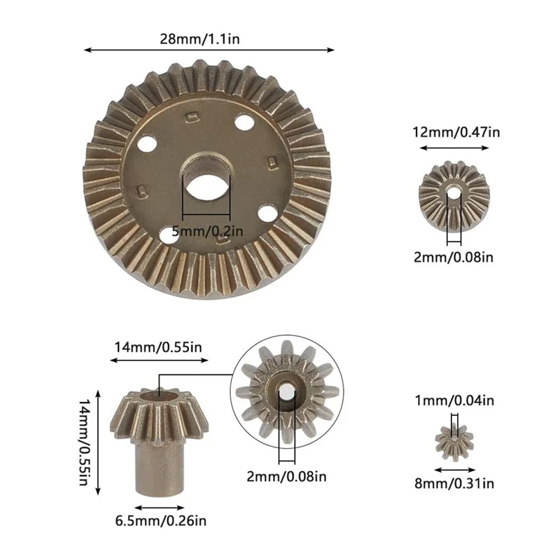 Juego de engranajes de motor de engranaje de reducción de engranaje diferencial de metal para Wltoys 144001 124018 124019   Kit de coche RC