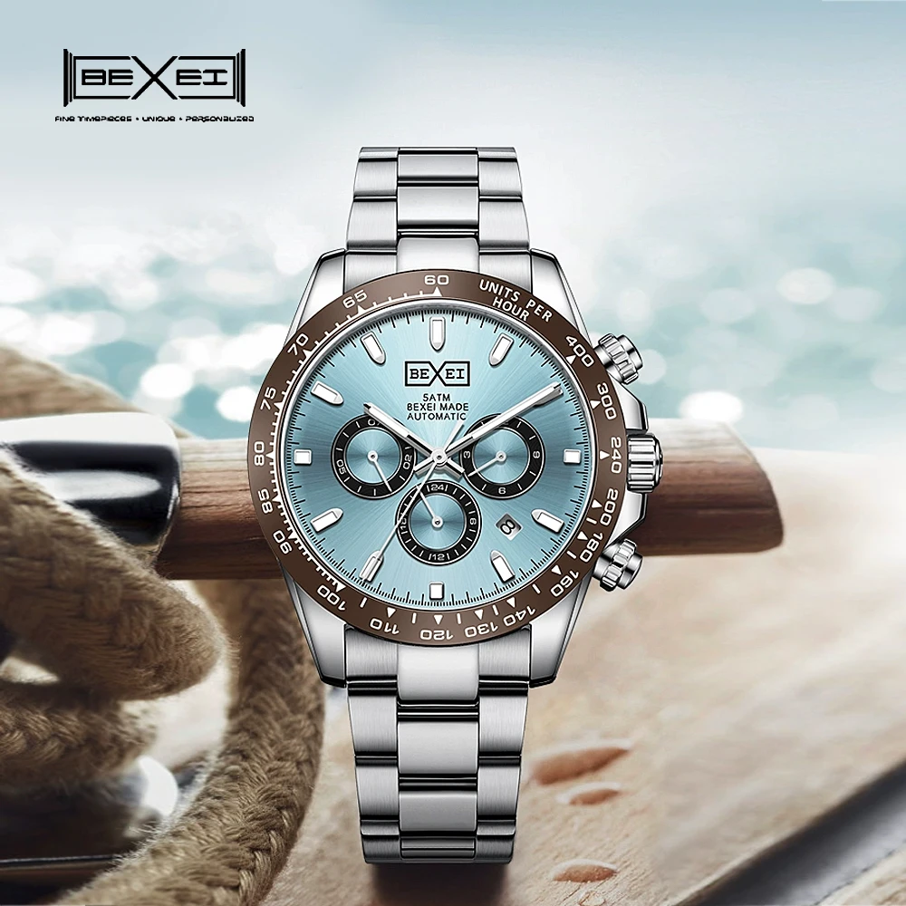

BEXEI 2025 Quartz Men's Watches Business Watch Mens Watches Top Brand Luxury Watch Men Chronograph VK63 Waterproof