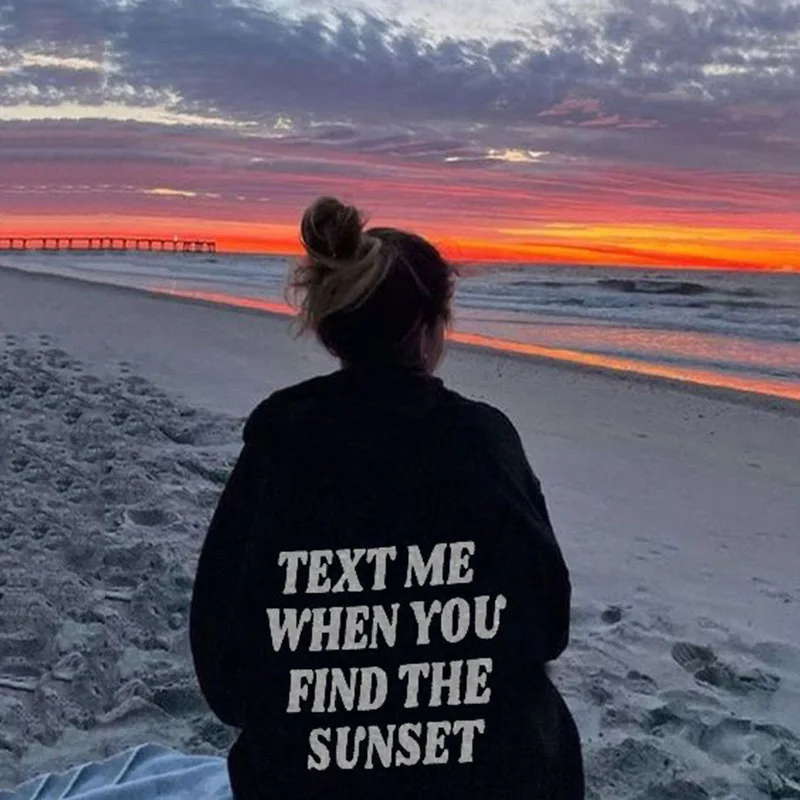 

TEXT ME WHEN YOU FIND THE Women's Fleece-Lined Sweatshirt with Plain Alphabet Print, Kangaroo Pockets, Drawstring Printed Hoodie
