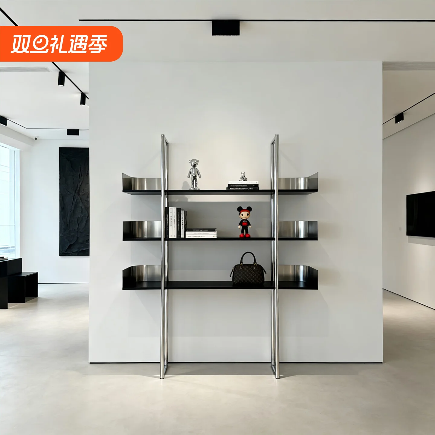 

XL Stainless Steel Floor Storage Rack Bag Store Product Display Stand