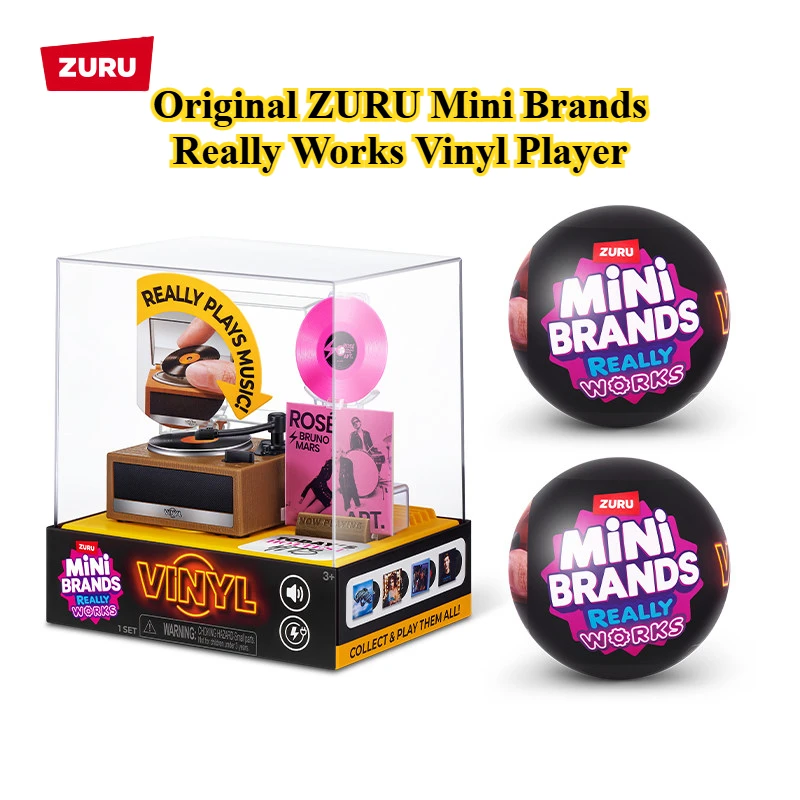 Original ZURU Mini Brands Really Works Vinyl Player Playset Blind Box Collection Ornament Gift Music Miniature Toys Mystery Ball