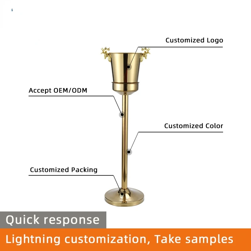 Imagem -02 - Champagne Bucket com Suporte Ice Bucket Rack Beverage Beer Cooling Bar Ktv Hotel Suporte de Luxo Aço Inoxidável