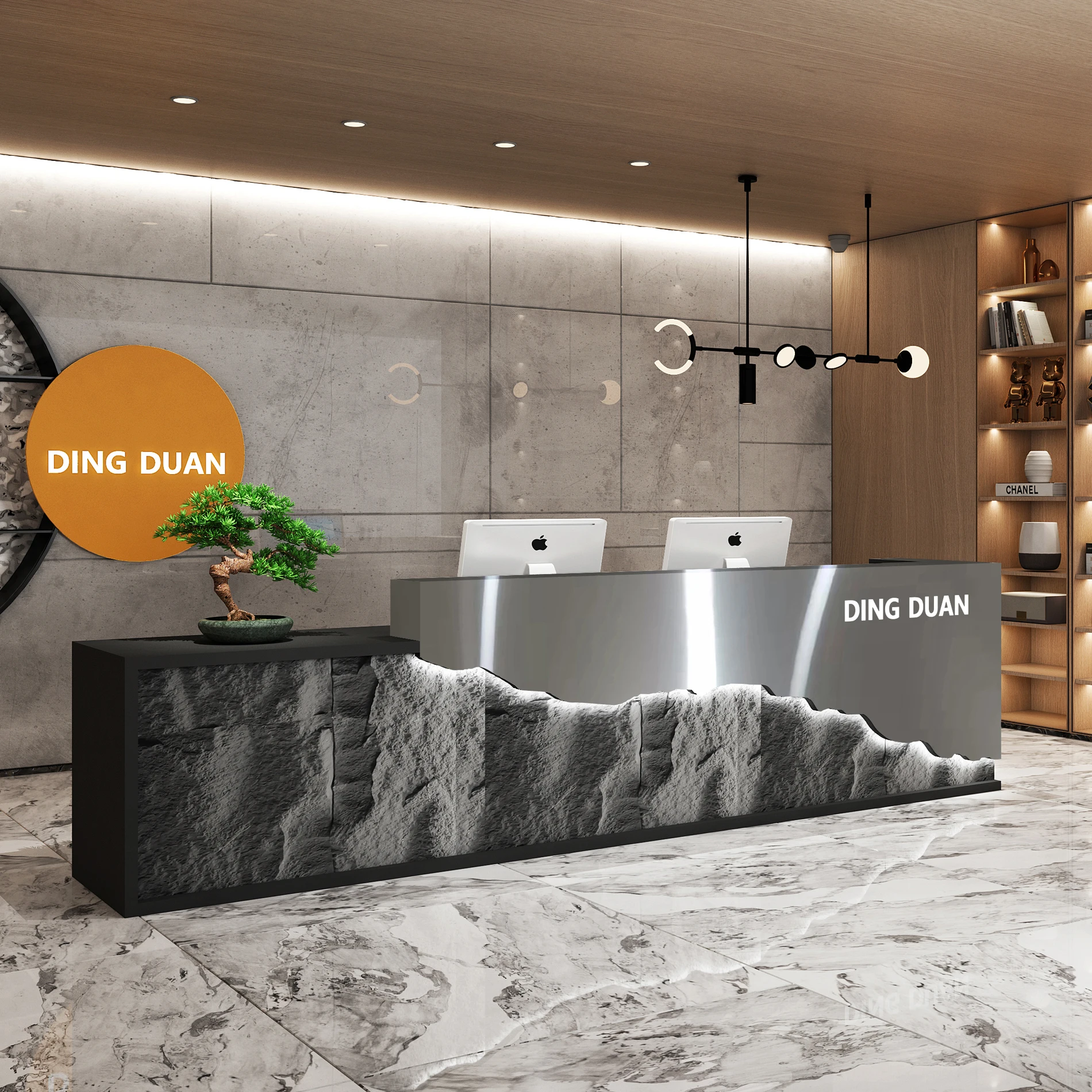 

stainless steel hotel Reception Desks hairdressing shop cashier Reception Desks industrial wind gym billiards Comptoir Furniture