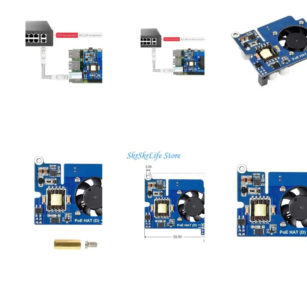 

E65e poe poe poard hat 802.3af для raspberrypi 4b/3b+/3b заменная часть