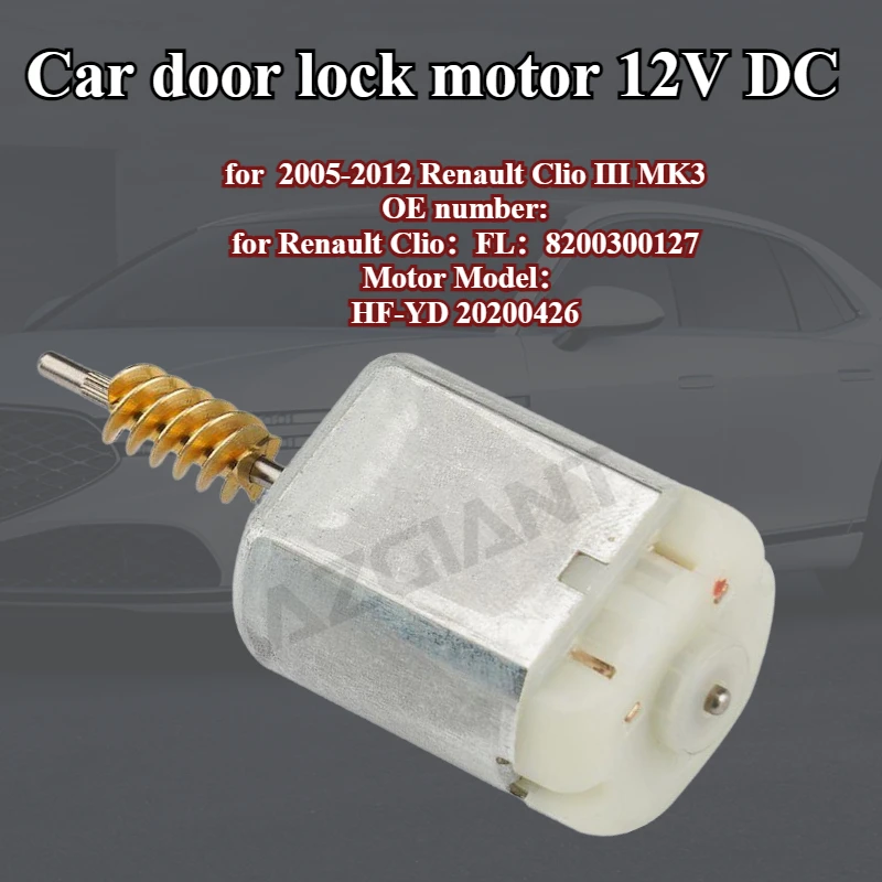 

AZGIANT HF-YD 20200426 car door lock motor 12V DC for Renault Clio III MK3 2005-2012 rigid plastic axis 12V carbon brush tool