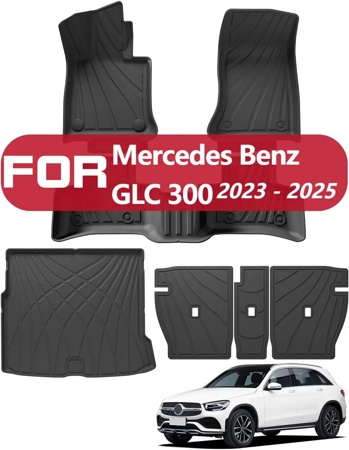 

Floor Mats For 2023 2024 2025 Mercedes Benz GLC 300/350e/43 AMG Accessories All Weather Floor Liners 1st& 2nd Row TPE Car Mats