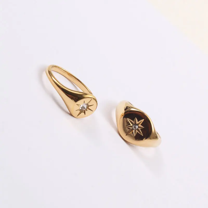 Joolim High End PVD Fashionable M Word Star Ring For Women Stainless Steel Jewelry Wholesale