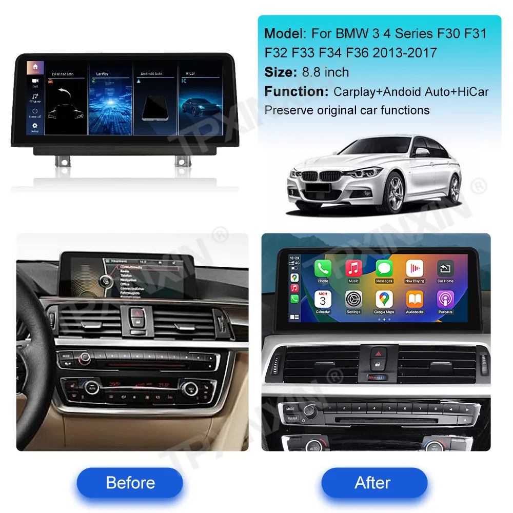 Linux System For BMW 3 4 Series F30 F31 F32 F33 F34 2013-2017 Wireless Carplay Android Auto FM DSP DAB WIFi GPS RDS Front Rear