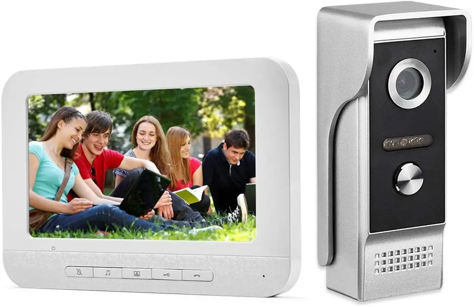 

7-дюймовый проводной видеодомофон с ИК-камерой, двусторонней аудиосвязью и мониторингом для домашней безопасности